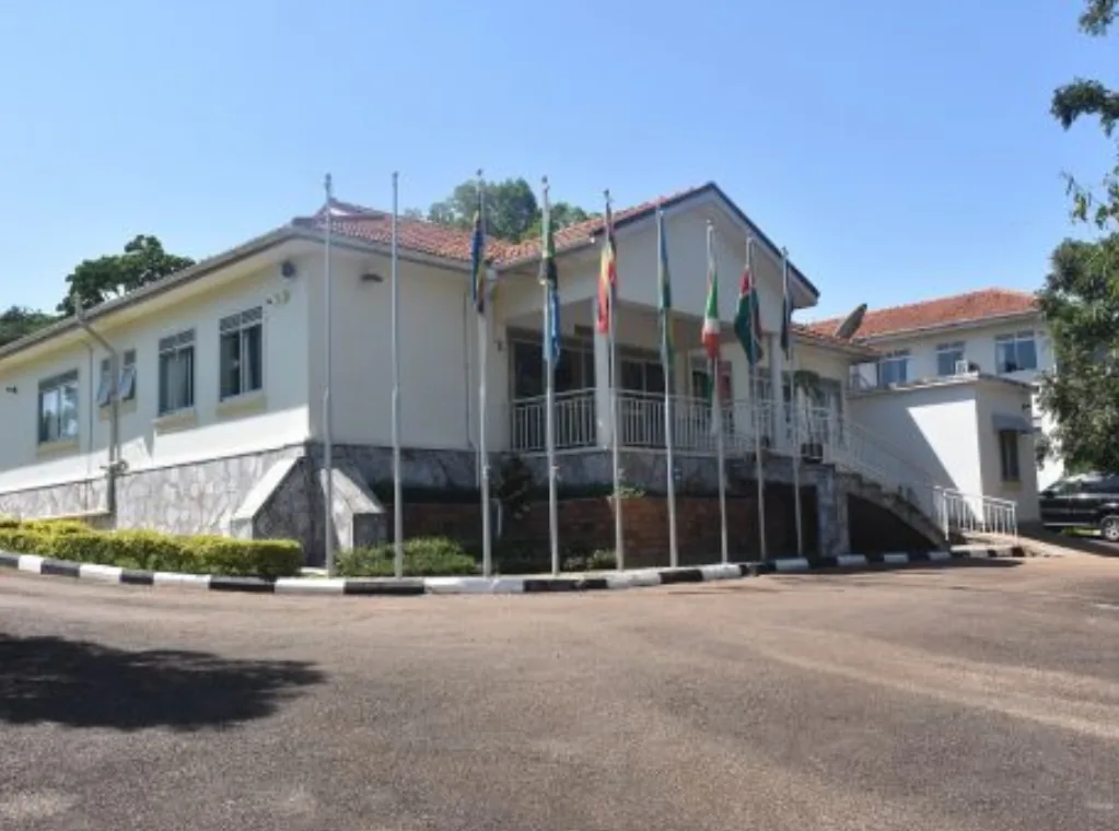 CASSOA building with the flags of the East African Community Partner States